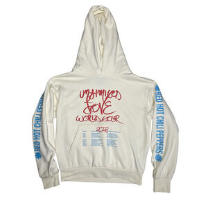 Red Hot Chili Peppers Hoodie Mens Medium White Unlimited Love Tour 2023 Graphic
